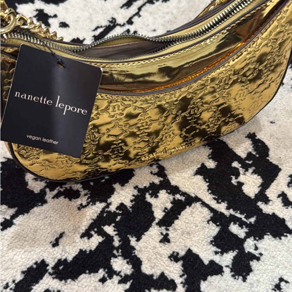 Nanette Lepore Shiny Gold Shoulder Bag